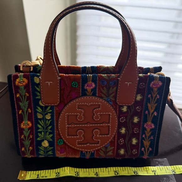 Tory Burch Cognac Satchel with Embroidered Pattern - Picture 2 of 5